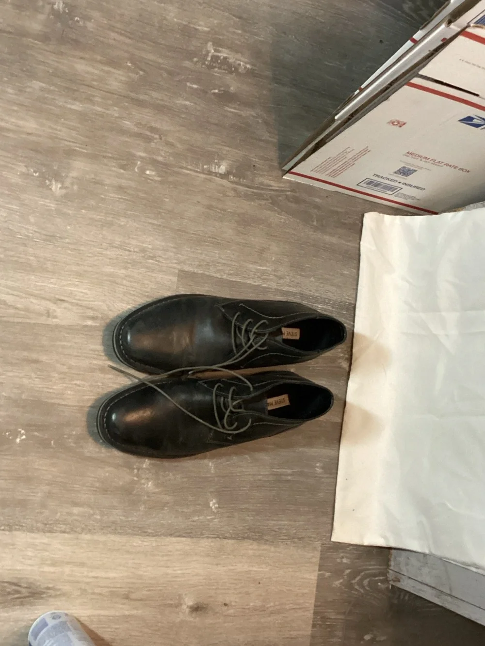 Steve Madden Black Leather Derby Lace-Up Shoes